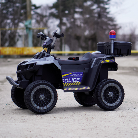 ATV electric pentru copii 3-6 ani, Kinderauto Police, 80W, 12V 7Ah, echipare premium, gri [4]