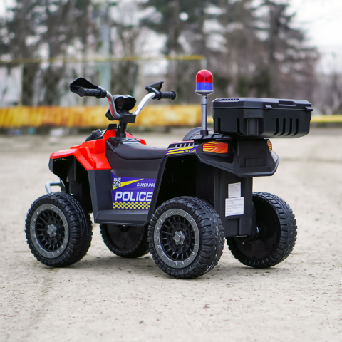 ATV electric pentru copii 3-6 ani, Kinderauto Police, 80W, 12V 7Ah, echipare premium, rosu [8]