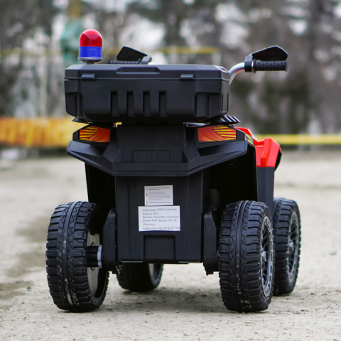 ATV electric pentru copii 3-6 ani, Kinderauto Police, 80W, 12V 7Ah, echipare premium, rosu [7]