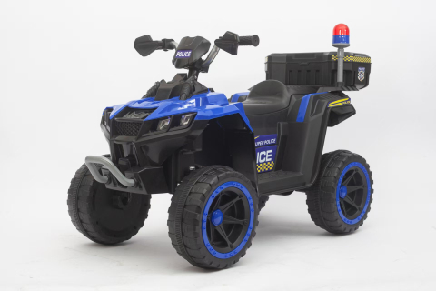 ATV electric pentru copii 3-6 ani, Kinderauto Police, 80W, 12V 7Ah, echipare premium, albastru [1]
