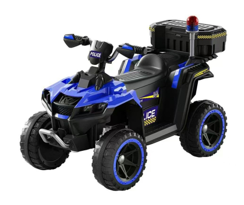 Masinute electrice - ATV electric pentru copii 3-6 ani, Kinderauto Police, 80W, 12V 7Ah, echipare premium, albastru