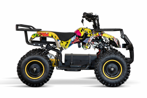 ATV electric pentru copii NITRO Torino Quad 1000W 36V 12Ah, Snowy tyres, grafiti yellow [6]
