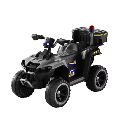 Masinute electrice - ATV electric pentru copii 3-6 ani, Kinderauto Police, 80W, 12V 7Ah, echipare premium, gri