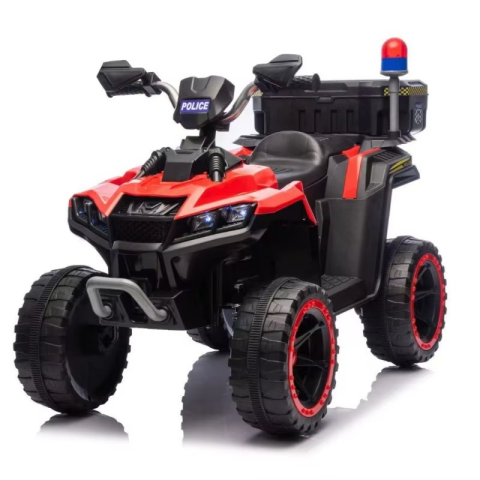 Masinute electrice - ATV electric pentru copii 3-6 ani, Kinderauto Police, 80W, 12V 7Ah, echipare premium, rosu