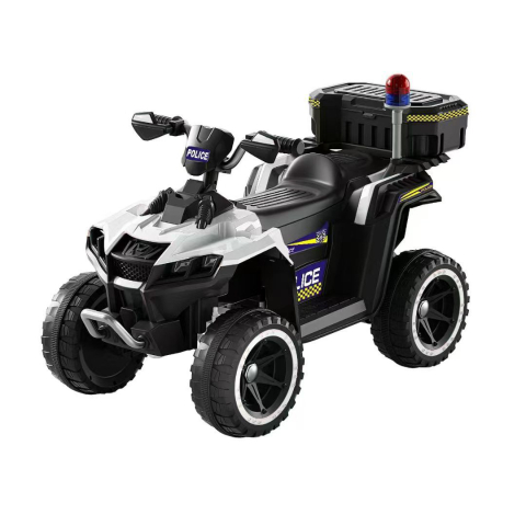 Masinute electrice - ATV electric pentru copii 3-6 ani, Kinderauto Police, 80W, 12V 7Ah, echipare premium, alb