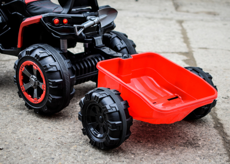 ATV electric + Remorca, Kinderauto Offroad 70W 12V cu scaun tapitat, culoare Rosu [3]
