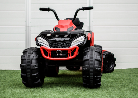 ATV electric + Remorca, Kinderauto Offroad 70W 12V cu scaun tapitat, culoare Rosu [6]