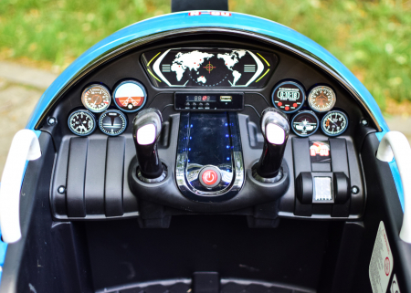Avion electric pentru copii Eyas plane BJ20201 60W 12V, telecomanda, culoare Albastru [8]