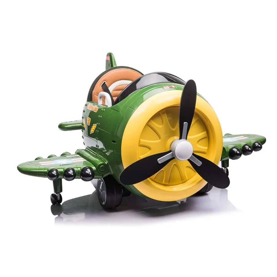 Masinute electrice - Avion electric pentru copii Eyas plane BJ20201 60W 12V, telecomanda, culoare Verde
