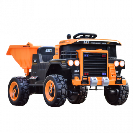 Masinute electrice - Basculanta electrica pentru 2 copii, Kinderauto BJDQ818 120W 12V 10Ah PREMIUM, culoare Galbena