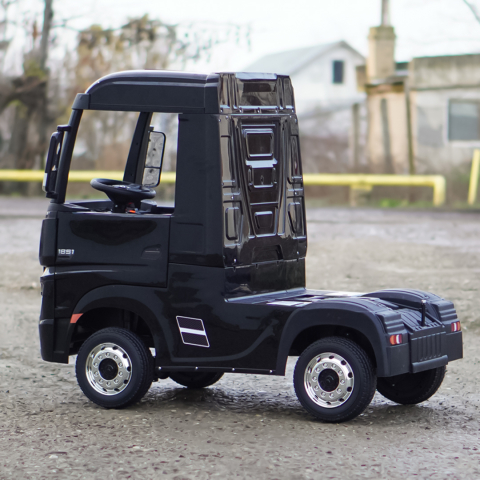 Camion electric pentru copii Mercedes ACTROS, tractiune 4x4, 180W, 12V, roti moi EVA, telecomanda, echipare Premium, negru [8]