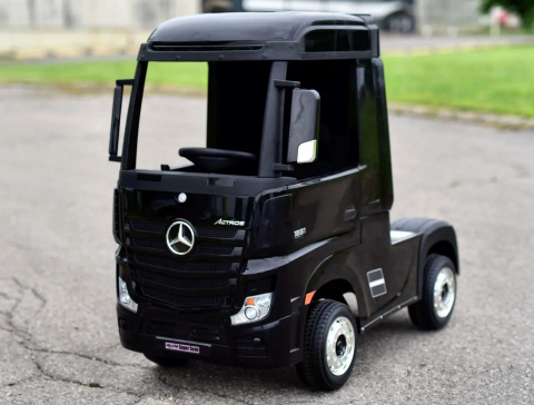 Camion electric pentru copii Mercedes ACTROS, tractiune 4x4, 180W, 12V, roti moi EVA, telecomanda, echipare Premium, negru [1]