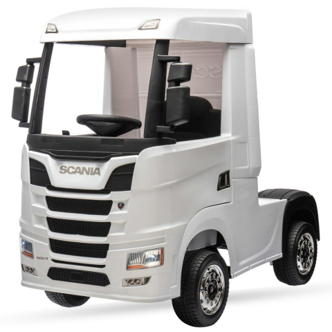 Masinute electrice - Camion electric pentru copii, SCANIA R-SERIES, 4x4, 180W, 12V 14Ah, echipare PREMIUM, alb