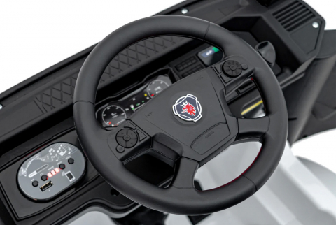 Camion electric pentru copii, SCANIA R-SERIES, 4x4, 180W, 12V 14Ah, echipare PREMIUM, alb [3]