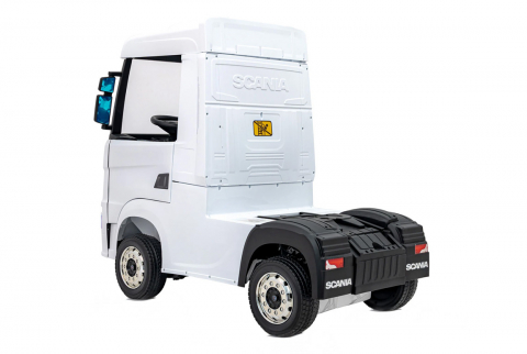 Camion electric pentru copii, SCANIA R-SERIES, 4x4, 180W, 12V 14Ah, echipare PREMIUM, alb [1]