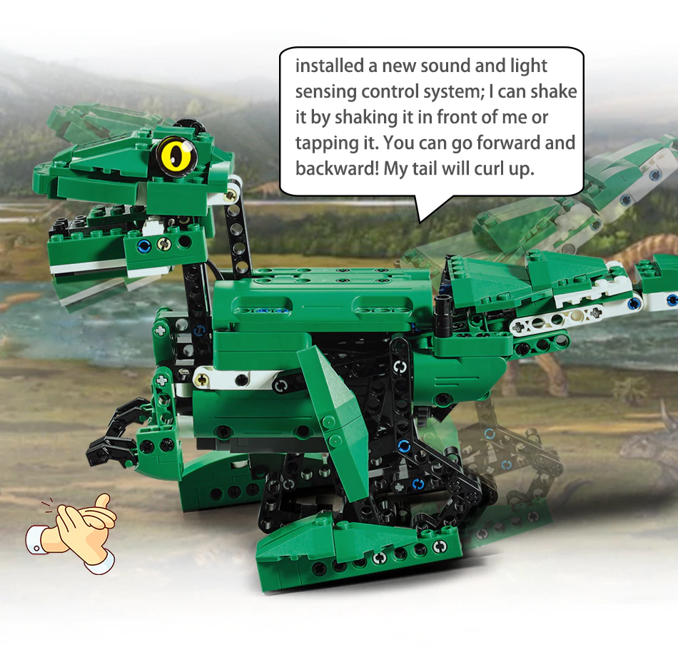 Jucarie Dinozaur sau crocodil 2 in 1 cu RC, set constructie CADA din 435 piese [16]