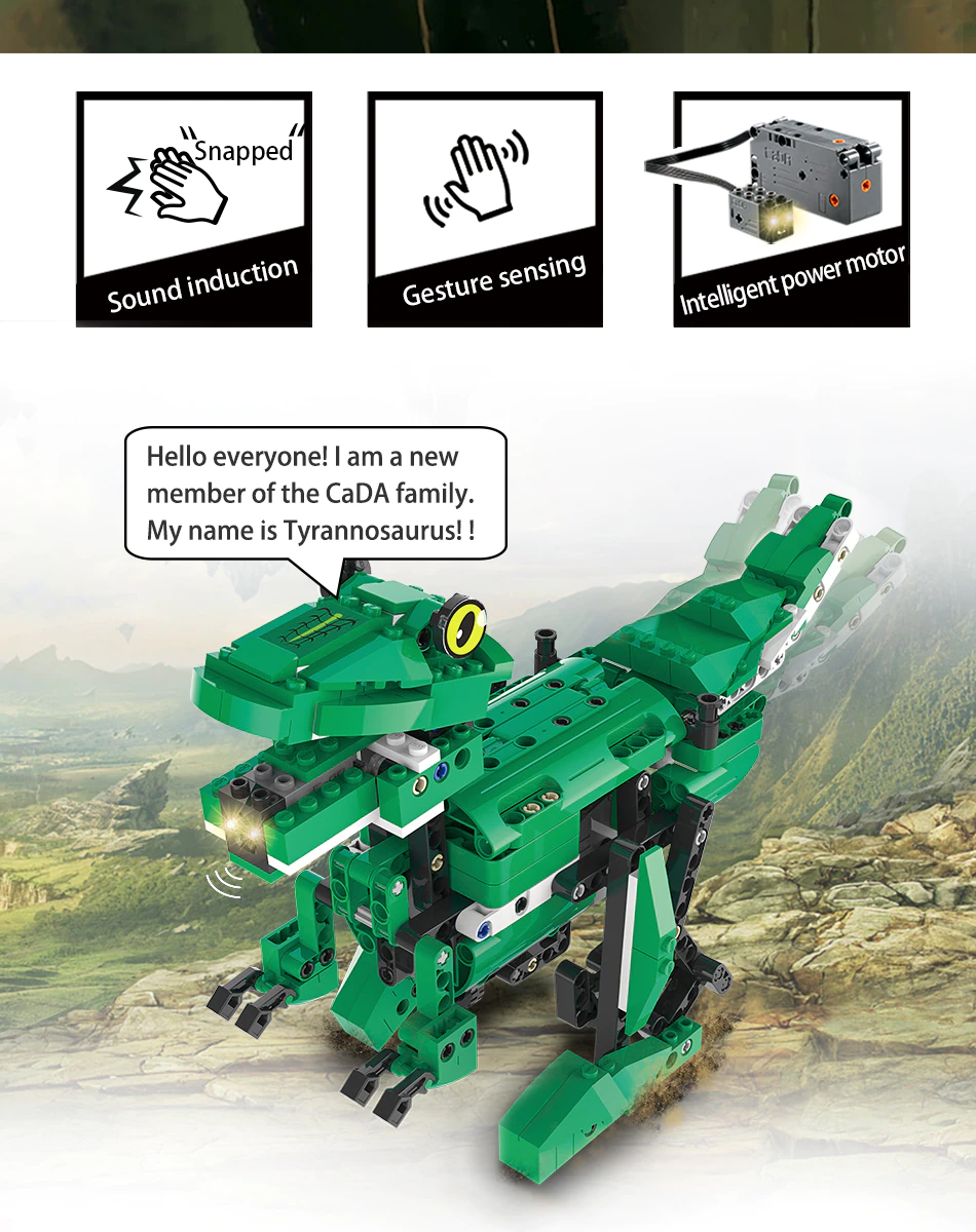 Jucarie Dinozaur sau crocodil 2 in 1 cu RC, set constructie CADA din 435 piese [15]