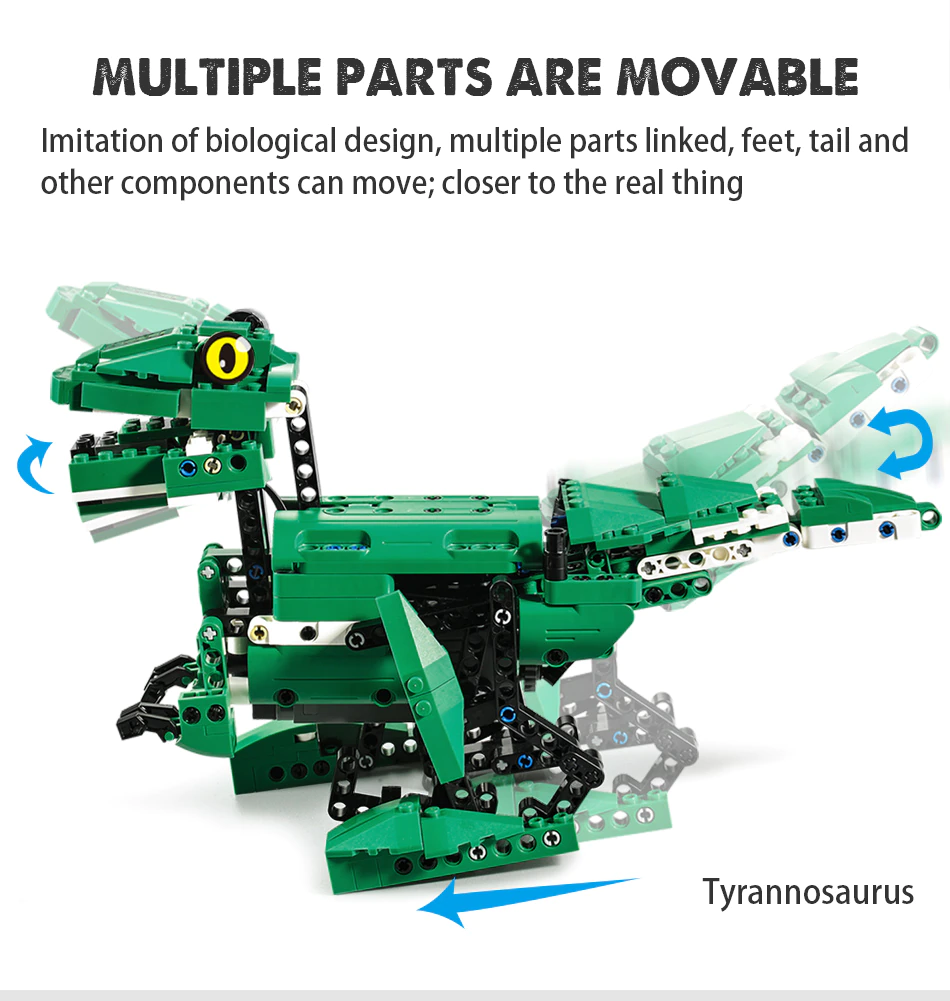 Jucarie Dinozaur sau crocodil 2 in 1 cu RC, set constructie CADA din 435 piese [20]