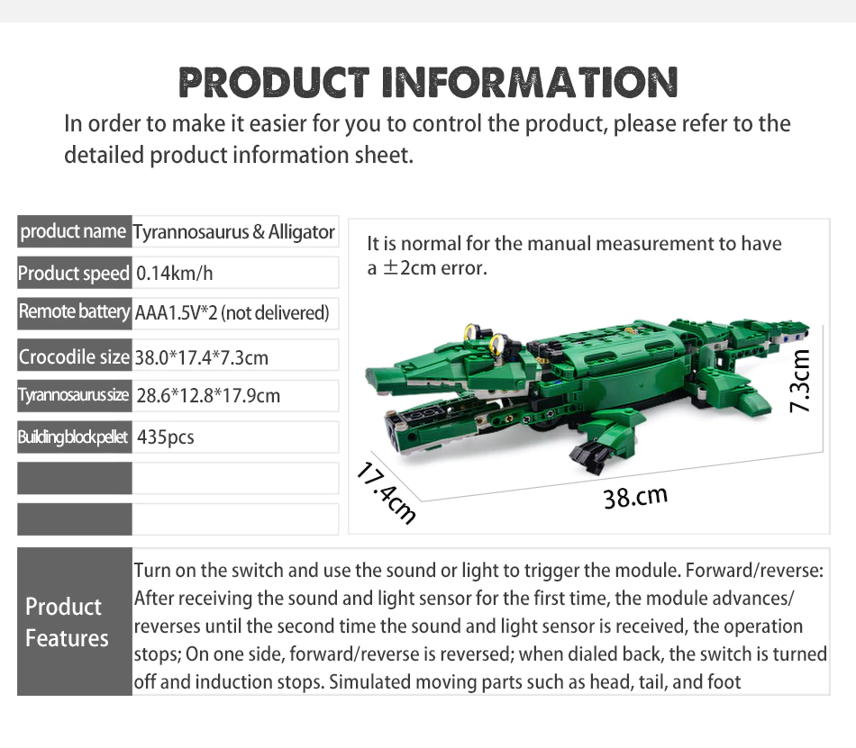 Jucarie Dinozaur sau crocodil 2 in 1 cu RC, set constructie CADA din 435 piese [10]
