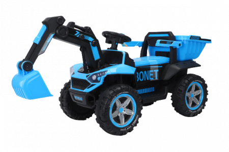 Masinute electrice - Excavator + bascula electrica Kinderauto Bonet 60W 12V, Telecomanda, culoare Albastra