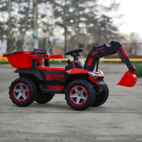 Excavator + bascula electrica Kinderauto Bonet 60W 12V, Telecomanda, culoare Rosie [8]