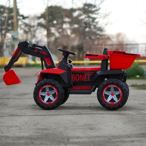 Excavator + bascula electrica Kinderauto Bonet 60W 12V, Telecomanda, culoare Rosie [3]