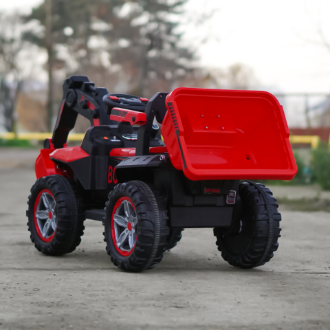 Excavator + bascula electrica Kinderauto Bonet 60W 12V, Telecomanda, culoare Rosie [5]