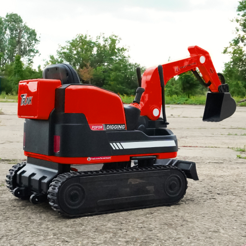 Excavator electric pentru copii Kinderauto X7, 110W, 12V-12Ah, scaun tapitat, telecomanda, echipare Premium, rosu [4]