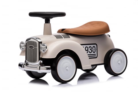 Masinute electrice - Masinuta premergator fara pedale, Kinderauto Retro Baby Car cu roti moi, alba