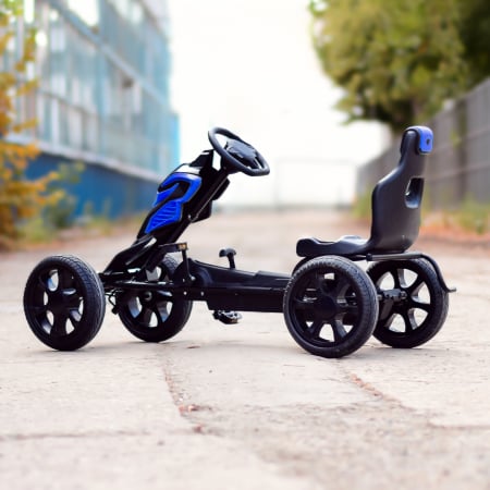 GO Kart cu pedale, 5-10 ani, Kinderauto Thunder, roti EVA, culoare albastra [6]