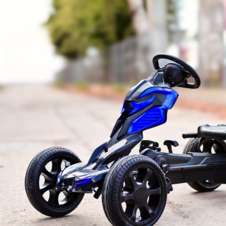 GO Kart cu pedale, 5-10 ani, Kinderauto Thunder, roti EVA, culoare albastra [4]