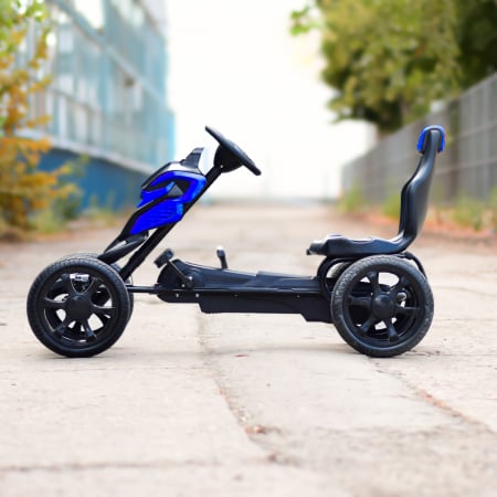 GO Kart cu pedale, 5-10 ani, Kinderauto Thunder, roti EVA, culoare albastra [5]