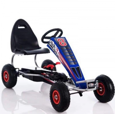 Masinute electrice - GO Kart cu pedale, 6-15 ani, Kinderauto F8-3, roti Gonflabile 6 inch, culoare Albastru