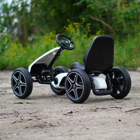 Go kart cu pedale Mercedes pentru copii, alb [6]