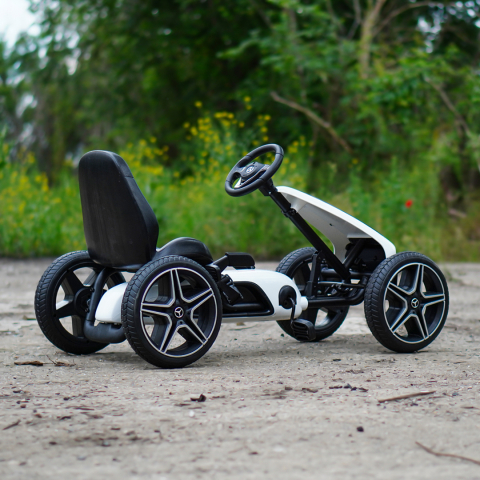 Go kart cu pedale Mercedes pentru copii, alb [8]