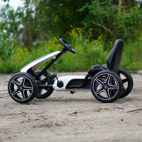 Go kart cu pedale Mercedes pentru copii, alb [5]