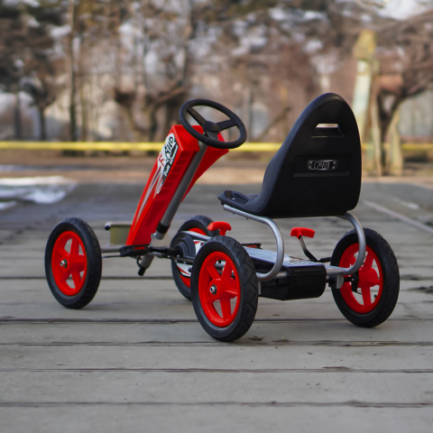 GO Kart cu pedale, pentru copii 6-15 ani, Kinderauto F8-1, roti Gonflabile de 10 inch, rosu [5]