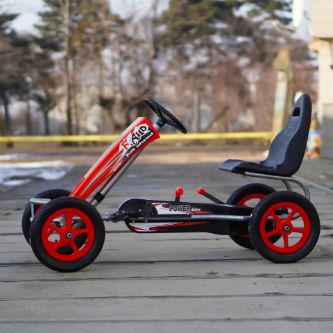 GO Kart cu pedale, pentru copii 6-15 ani, Kinderauto F8-1, roti Gonflabile de 10 inch, rosu [4]