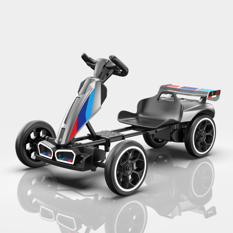 Masinute electrice - Go-Kart electric recomandat 3-7 ani, 70W 12V 4.5Ah cu roti moi si telecomanda, gri