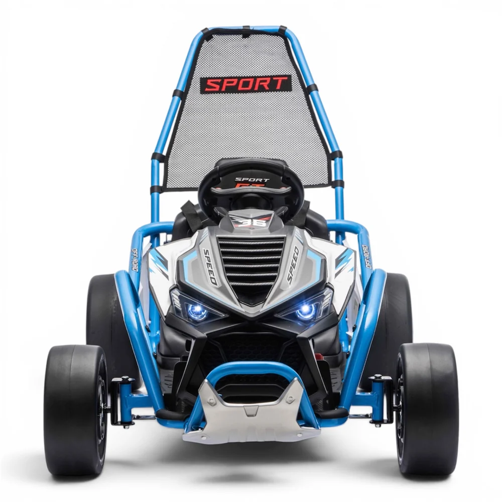 Go-Kart electric cu functie DRIFT, recomandat 4-8 ani, 300W, 24V 10Ah, scaun tapitat, albastru [1]