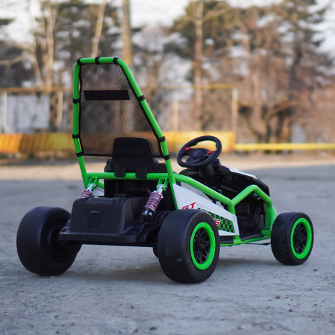 Go-Kart electric cu functie DRIFT, recomandat 4-8 ani, 300W, 24V 10Ah, scaun tapitat, verde [7]