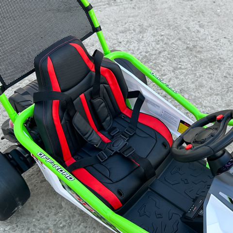 Go-Kart electric cu functie DRIFT, recomandat 4-8 ani, 300W, 24V 10Ah, scaun tapitat, verde [11]