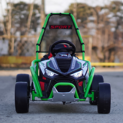 Go-Kart electric cu functie DRIFT, recomandat 4-8 ani, 300W, 24V 10Ah, scaun tapitat, verde [2]