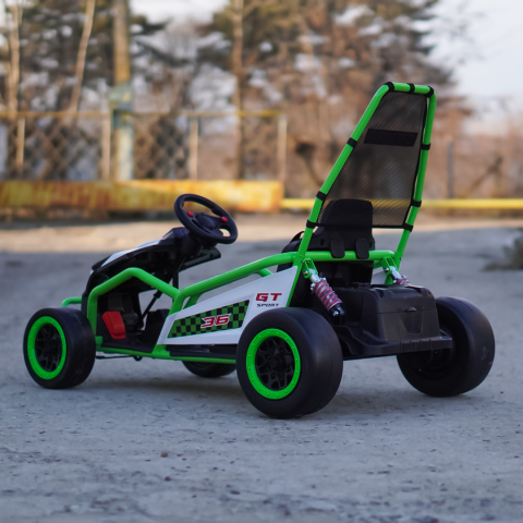 Go-Kart electric cu functie DRIFT, recomandat 4-8 ani, 300W, 24V 10Ah, scaun tapitat, verde [5]
