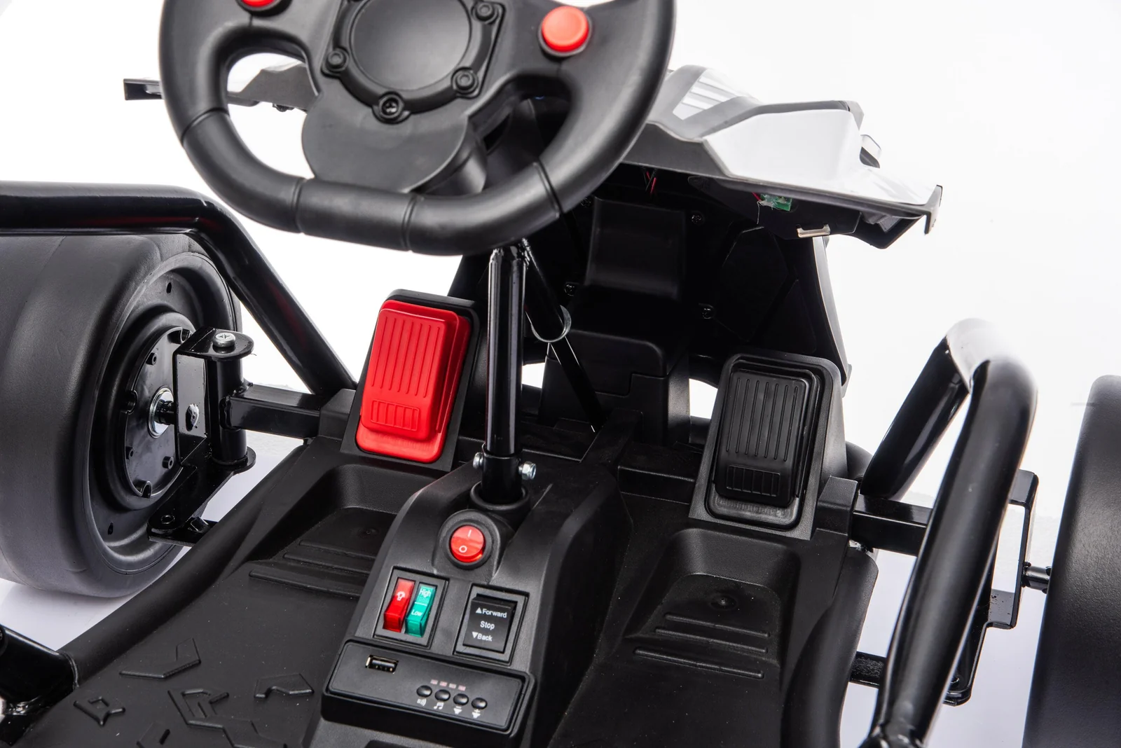 Go-Kart electric cu functie DRIFT, recomandat 4-8 ani, 300W, 24V 10Ah, scaun tapitat, rosu [13]