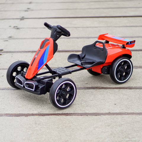 Go-Kart electric pentru copii 3-7 ani, 70W 12V, cu roti moi si telecomanda, rosu [8]