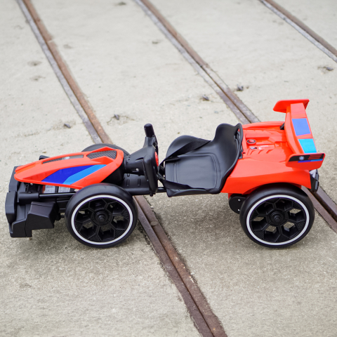 Go-Kart electric pentru copii 3-7 ani, 70W 12V, cu roti moi si telecomanda, rosu [14]