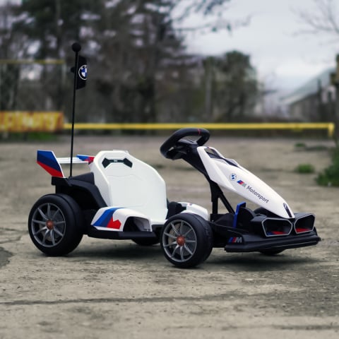 Kart electric pentru copii  BMW Motosport  putere 500W, sasiu ajustabil, Alb [2]