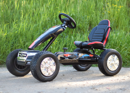Kinderauto GO Kart cu pedale de la FORD cu ROTI Gonflabile si scaun tapitat #Negru [5]