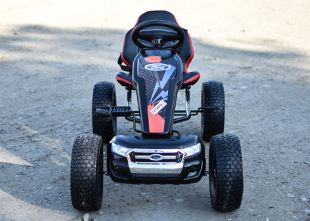 Kinderauto GO Kart cu pedale de la FORD cu ROTI Gonflabile si scaun tapitat #Negru [3]